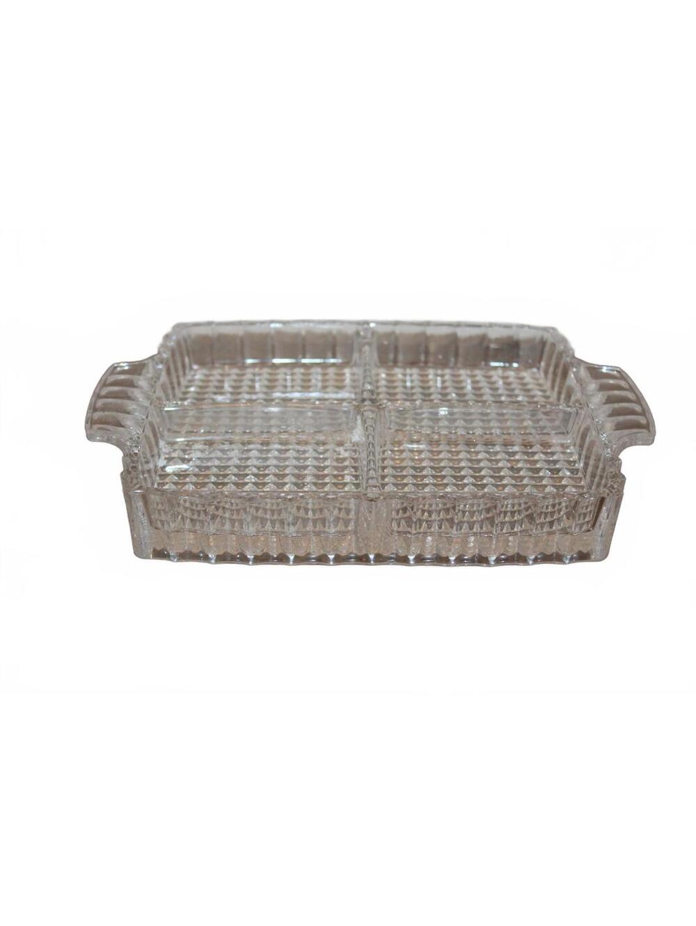 Vintage Bohemia Lead Crystal 4 Section Relish Dish - Picture 2 of 3